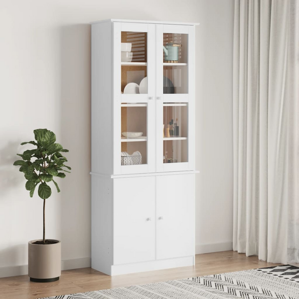 Elegant ALTA Glass Display Cabinet in White - Solid Pine Wood, 77x35x186.5 cm - Premium  from Home Treasures - Just £359.99! Shop now at Home Treasures