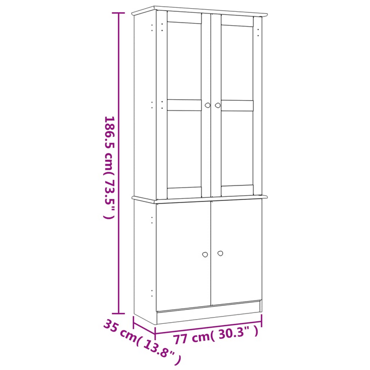 Elegant ALTA Glass Display Cabinet in White - Solid Pine Wood, 77x35x186.5 cm - Premium  from Home Treasures - Just £359.99! Shop now at Home Treasures