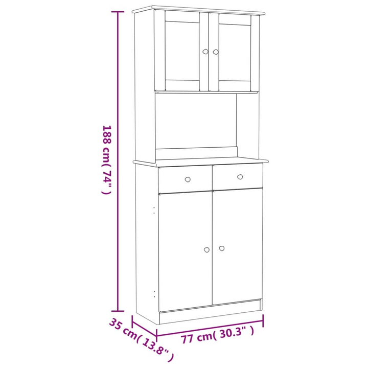 ALTA Highboard 77x35x188 cm | Solid Pine Wood Tall Cabinet with Ample Storage and Display Options - Premium  from Home Treasures - Just £287.99! Shop now at Home Treasures