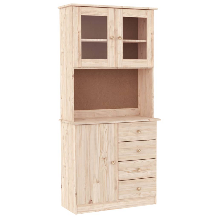 ALTA Highboard - Solid Pine Wood Cabinet with Glass Doors, Drawers & Shelves - 77x35x165 cm - Premium  from Home Treasures - Just £254.99! Shop now at Home Treasures