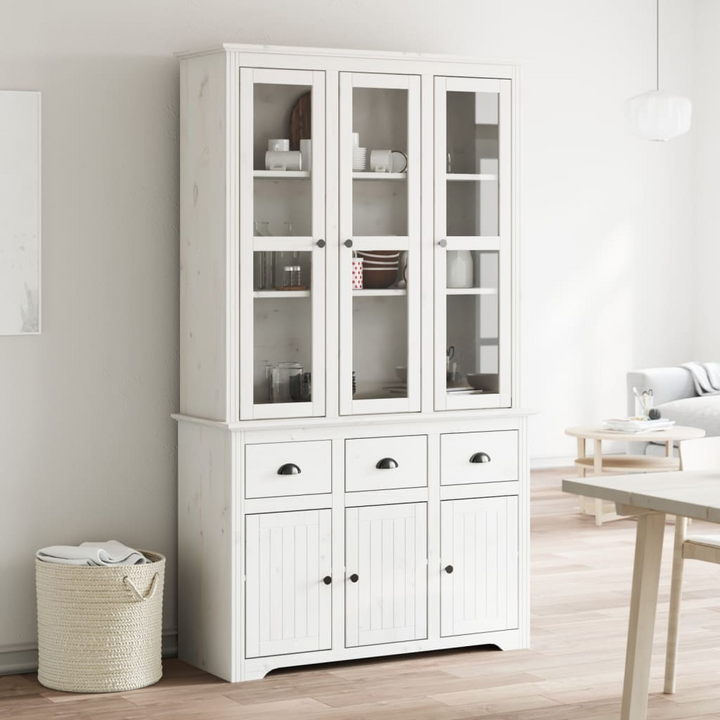 BODO Highboard in White - 115.5x43x200.5 cm | Solid Pine Wood French Style Storage Cabinet - Premium  from Home Treasures - Just £509.99! Shop now at Home Treasures