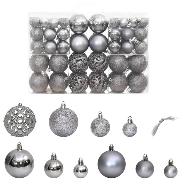 100 Piece Shatterproof Christmas Baubles in Grey - 3cm, 4cm, 6cm Sizes | Perfect for Tree, Garland, & Home Decor - Premium  from Home Treasures - Just £30.99! Shop now at Home Treasures