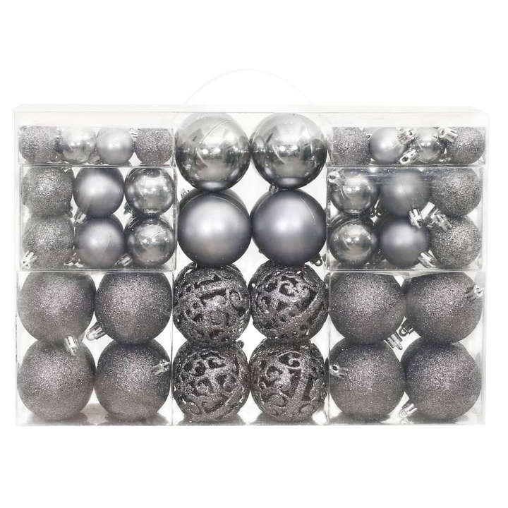 100 Piece Shatterproof Christmas Baubles in Grey - 3cm, 4cm, 6cm Sizes | Perfect for Tree, Garland, & Home Decor - Premium  from Home Treasures - Just £30.99! Shop now at Home Treasures