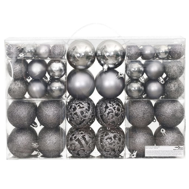 100 Piece Shatterproof Christmas Baubles in Grey - 3cm, 4cm, 6cm Sizes | Perfect for Tree, Garland, & Home Decor - Premium  from Home Treasures - Just £30.99! Shop now at Home Treasures