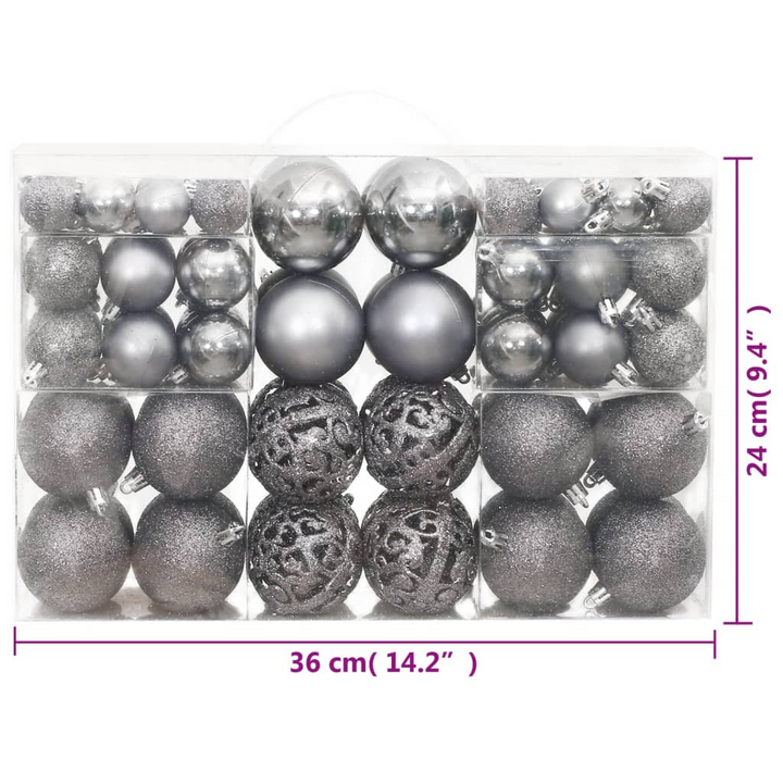 100 Piece Shatterproof Christmas Baubles in Grey - 3cm, 4cm, 6cm Sizes | Perfect for Tree, Garland, & Home Decor - Premium  from Home Treasures - Just £30.99! Shop now at Home Treasures