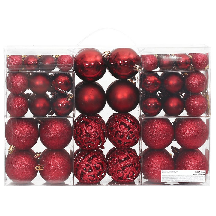 Wine Red Christmas Baubles - Shatterproof Ornaments in Matte, Glitter, Glossy & Openwork Styles - 3, 4, 6 cm - Premium  from Home Treasures - Just £31.99! Shop now at Home Treasures