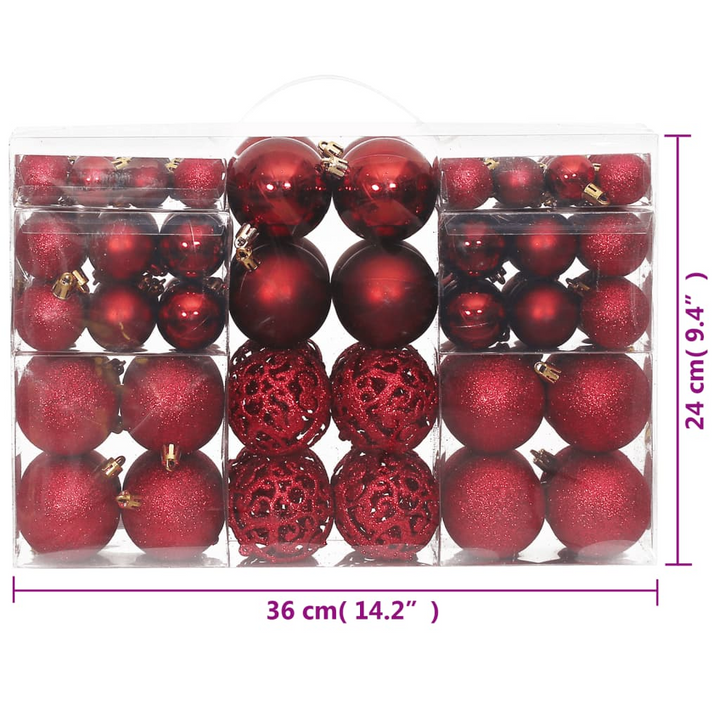 Wine Red Christmas Baubles - Shatterproof Ornaments in Matte, Glitter, Glossy & Openwork Styles - 3, 4, 6 cm - Premium  from Home Treasures - Just £31.99! Shop now at Home Treasures