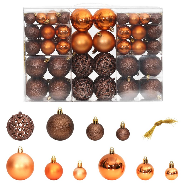 Brown Christmas Baubles Set - Shatterproof Ornaments in 3 Sizes (3cm, 4cm, 6cm) - Premium  from Home Treasures - Just £22.99! Shop now at Home Treasures