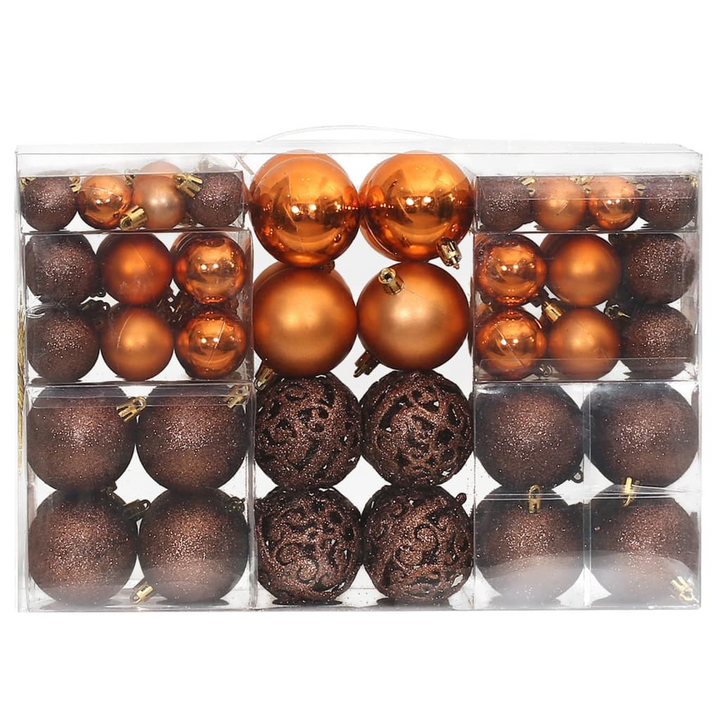 Brown Christmas Baubles Set - Shatterproof Ornaments in 3 Sizes (3cm, 4cm, 6cm) - Premium  from Home Treasures - Just £22.99! Shop now at Home Treasures