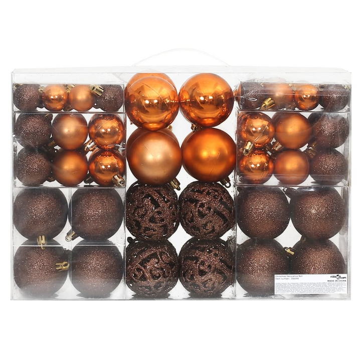 Brown Christmas Baubles Set - Shatterproof Ornaments in 3 Sizes (3cm, 4cm, 6cm) - Premium  from Home Treasures - Just £22.99! Shop now at Home Treasures