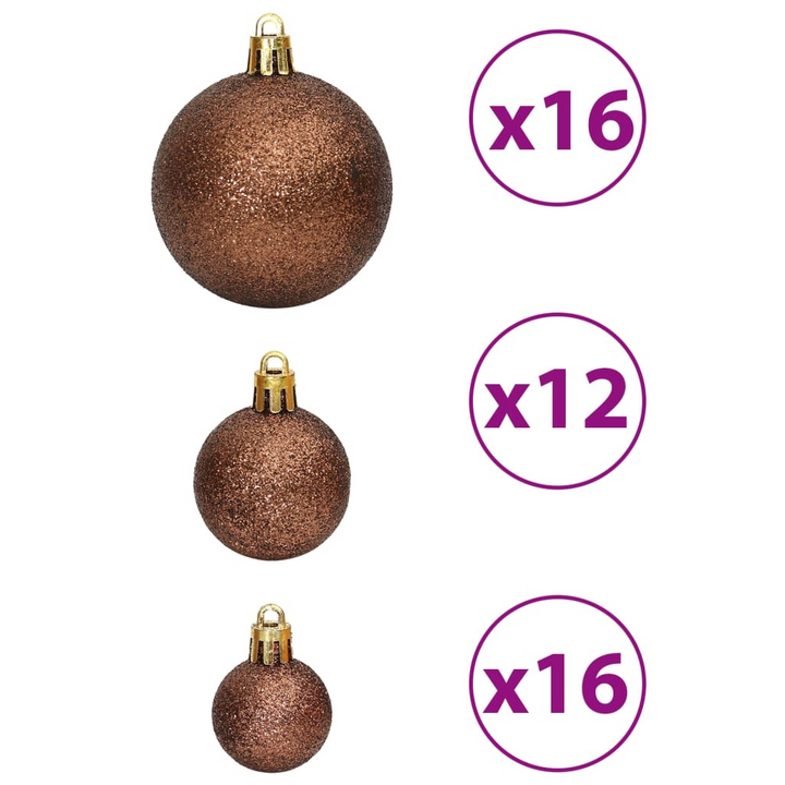 Brown Christmas Baubles Set - Shatterproof Ornaments in 3 Sizes (3cm, 4cm, 6cm) - Premium  from Home Treasures - Just £22.99! Shop now at Home Treasures