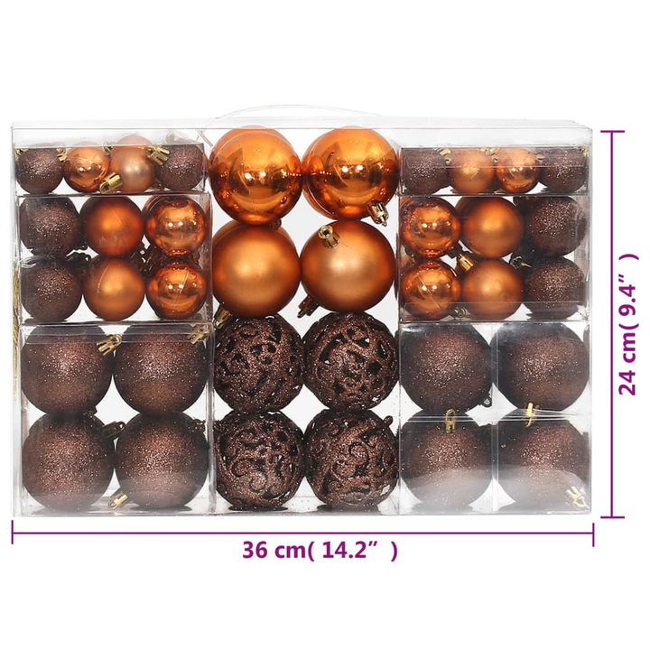 Brown Christmas Baubles Set - Shatterproof Ornaments in 3 Sizes (3cm, 4cm, 6cm) - Premium  from Home Treasures - Just £22.99! Shop now at Home Treasures