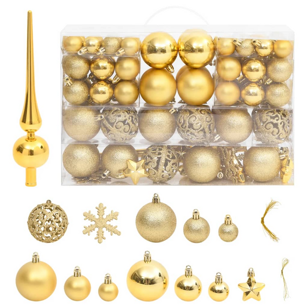 111 Piece Gold Christmas Bauble Set - Shatterproof Polystyrene Ornaments for Holiday Decor - Premium  from Home Treasures - Just £39.99! Shop now at Home Treasures