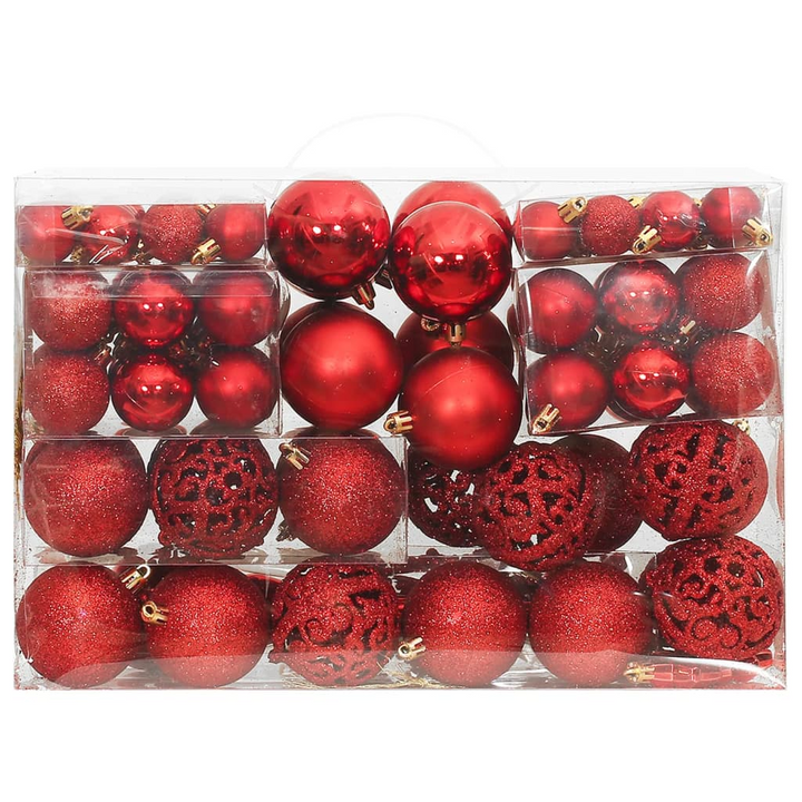 111 Piece Christmas Bauble Set - Shatterproof Red Polystyrene Ornaments in Various Sizes & Styles for Stylish Holiday Decor - Premium  from Home Treasures - Just £27.99! Shop now at Home Treasures