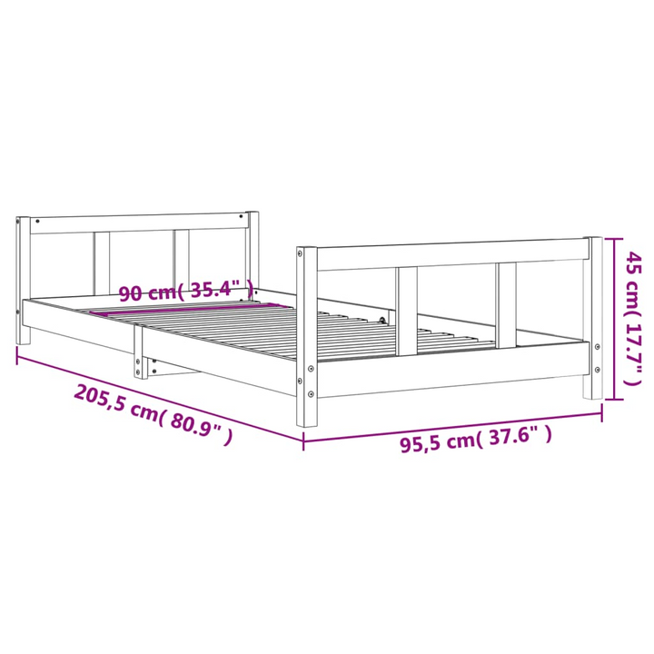 Children's Bed Frame 90x200 cm Solid Wood Pine - High-quality, Sturdy, and Timeless Design - Premium  from Home Treasures - Just £87.99! Shop now at Home Treasures