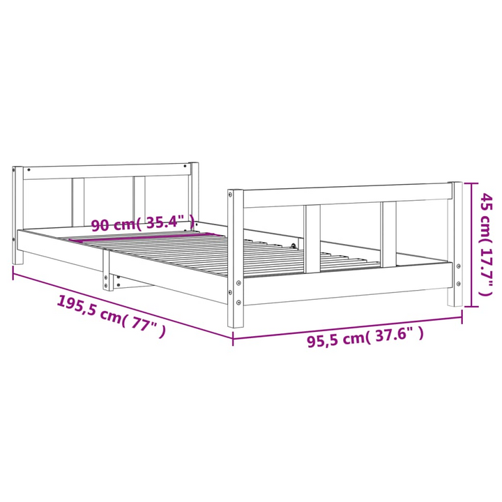 White Children's Bed Frame - 90x190 cm Solid Pine Wood, Elegant & Sturdy Design - Premium  from Home Treasures - Just £95.99! Shop now at Home Treasures