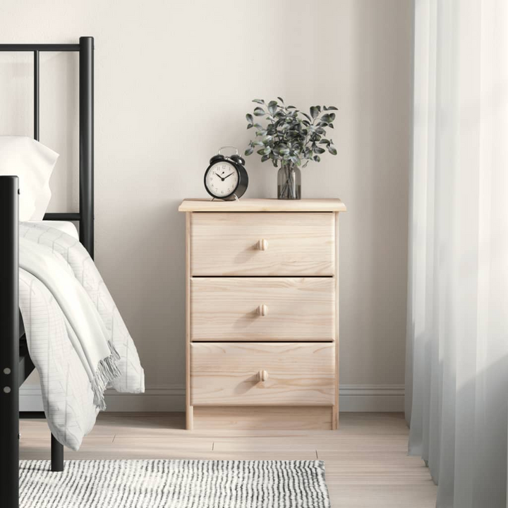 ALTA Solid Wood Pine Bedside Cabinet - 3 Drawer Nightstand, 41x35x55.5 cm | Durable & Rustic Storage Solution - Premium  from Home Treasures - Just £62.99! Shop now at Home Treasures