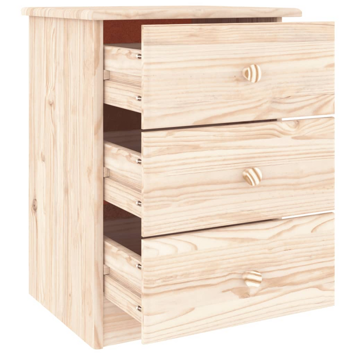 ALTA Solid Wood Pine Bedside Cabinet - 3 Drawer Nightstand, 41x35x55.5 cm | Durable & Rustic Storage Solution - Premium  from Home Treasures - Just £62.99! Shop now at Home Treasures