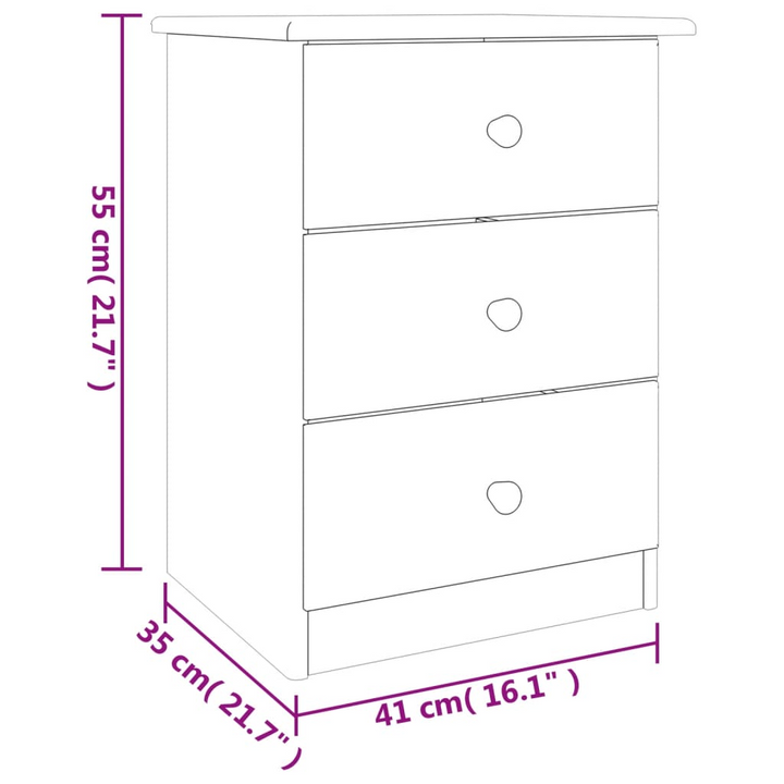 ALTA Solid Wood Pine Bedside Cabinet - 3 Drawer Nightstand, 41x35x55.5 cm | Durable & Rustic Storage Solution - Premium  from Home Treasures - Just £62.99! Shop now at Home Treasures