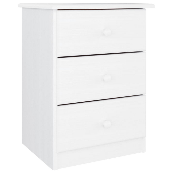 ALTA Bedside Cabinet in White - Solid Pine Wood, 3 Drawers, Stylish & Durable Nightstand | 41x35x55.5 cm - Premium  from Home Treasures - Just £74.99! Shop now at Home Treasures