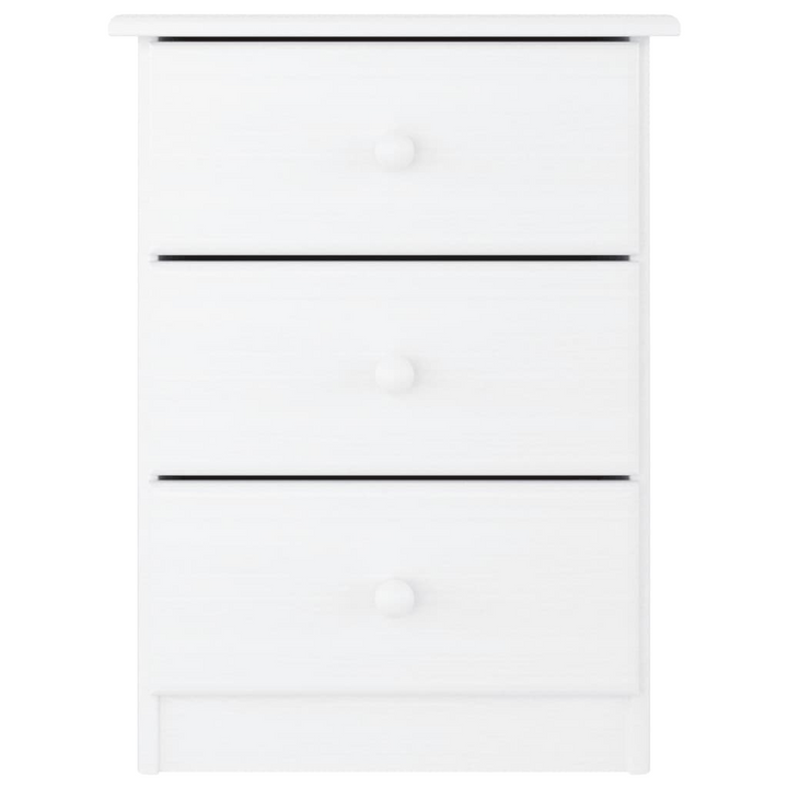 ALTA Bedside Cabinet in White - Solid Pine Wood, 3 Drawers, Stylish & Durable Nightstand | 41x35x55.5 cm - Premium  from Home Treasures - Just £74.99! Shop now at Home Treasures