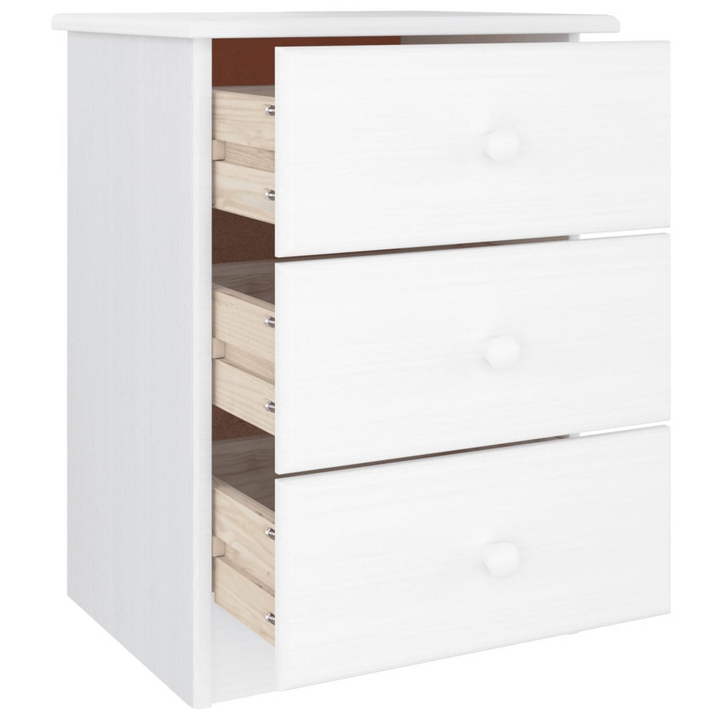 ALTA Bedside Cabinet in White - Solid Pine Wood, 3 Drawers, Stylish & Durable Nightstand | 41x35x55.5 cm - Premium  from Home Treasures - Just £74.99! Shop now at Home Treasures