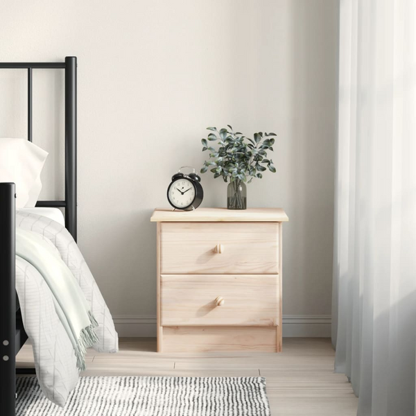 ALTA Bedside Cabinet – Solid Pine Wood Nightstand with 2 Drawers, Rustic and Durable, 41x35x41 cm - Premium  from Home Treasures - Just £56.99! Shop now at Home Treasures