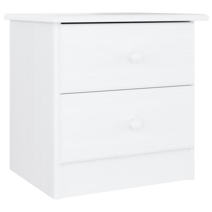 ALTA Bedside Cabinet - White 41x35x41 cm | Solid Pine Wood Nightstand with 2 Drawers - Premium  from Home Treasures - Just £52.99! Shop now at Home Treasures