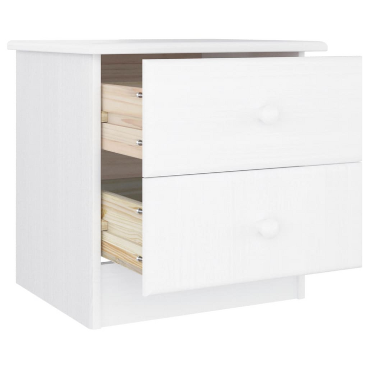 ALTA Bedside Cabinet - White 41x35x41 cm | Solid Pine Wood Nightstand with 2 Drawers - Premium  from Home Treasures - Just £52.99! Shop now at Home Treasures