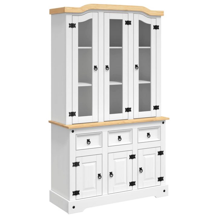 CORONA Highboard in White 112x43x196 cm - Stylish Solid Wood Mexican Pine Storage Cabinet - Premium  from Home Treasures - Just £518.99! Shop now at Home Treasures