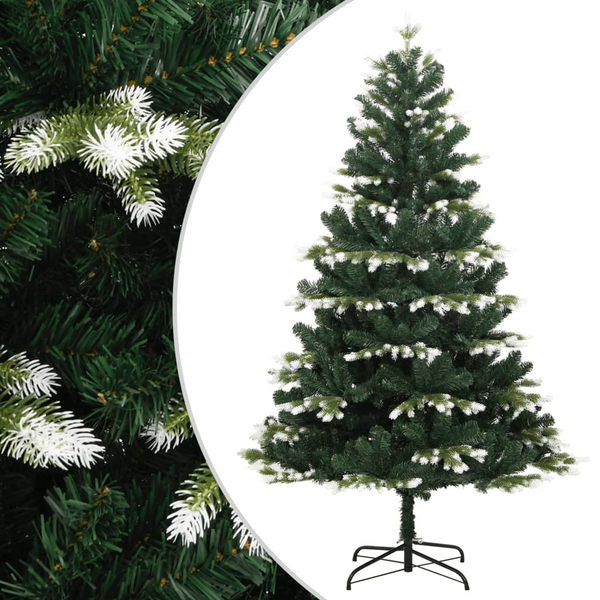 Artificial Hinged Christmas Tree with Flocked Snow - Realistic Xmas Tree with PE Tips and Metal Stand - Premium  from Home Treasures - Just £64.99! Shop now at Home Treasures