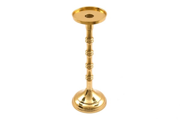 Brass Metal Pillar Candlestick 29cm - Elegant Gold Candle Holder