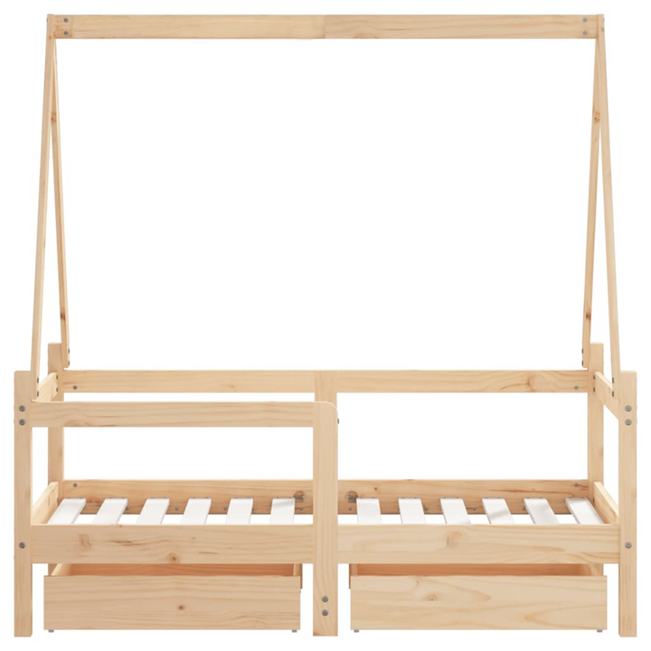 Children's Bed Frame with Drawers 70x140 cm - Solid Pine Wood, House Design, Ample Storage - Premium  from Home Treasures - Just £129.99! Shop now at Home Treasures