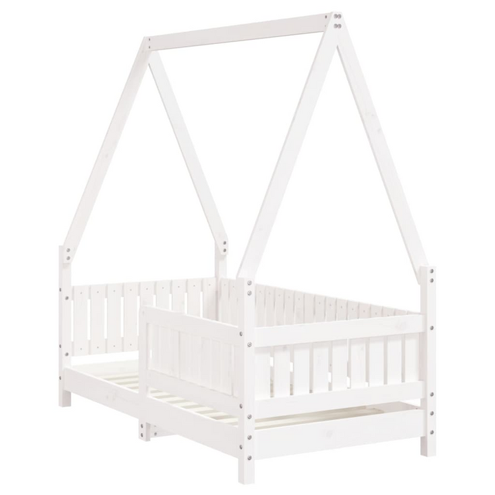 Children's Bed Frame White 70x140 cm | Solid Pine Wood | House Design | Ideal for Toddlers - Premium  from Home Treasures - Just £143.99! Shop now at Home Treasures