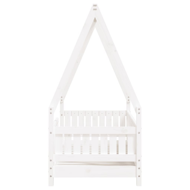 Children's Bed Frame White 70x140 cm | Solid Pine Wood | House Design | Ideal for Toddlers - Premium  from Home Treasures - Just £143.99! Shop now at Home Treasures