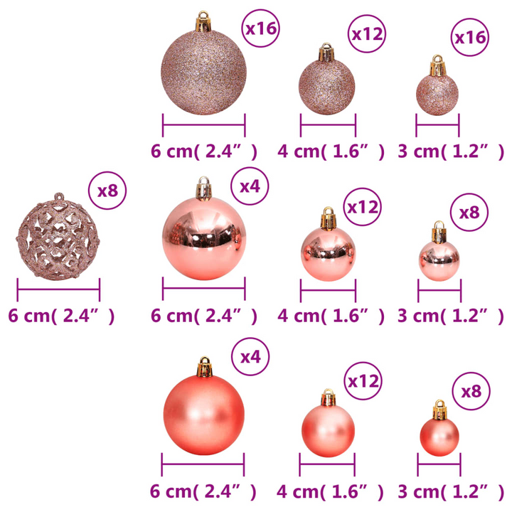 Christmas Baubles 100 pcs Pink and Rose 3 / 4 / 6 cm - Premium  from Home Treasures - Just £34.99! Shop now at Home Treasures