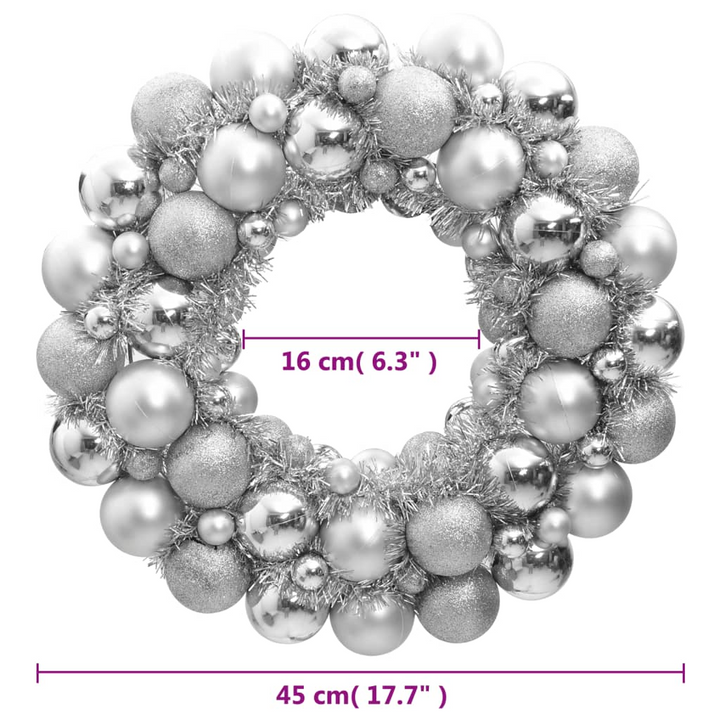 Christmas Wreath Silver 45 cm Polystyrene - Shatterproof Material, Reusable, Easy to Hang - Ideal for Holiday Events - Premium  from Home Treasures - Just £39.99! Shop now at Home Treasures