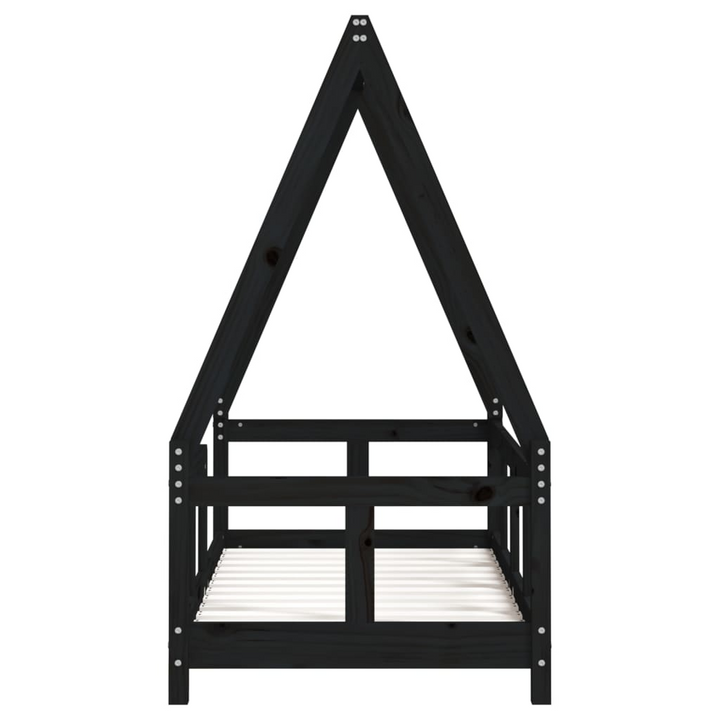 Children's Solid Pine Bed Frame - Black, 70x140 cm, with House Design - Premium  from Home Treasures - Just £146.99! Shop now at Home Treasures