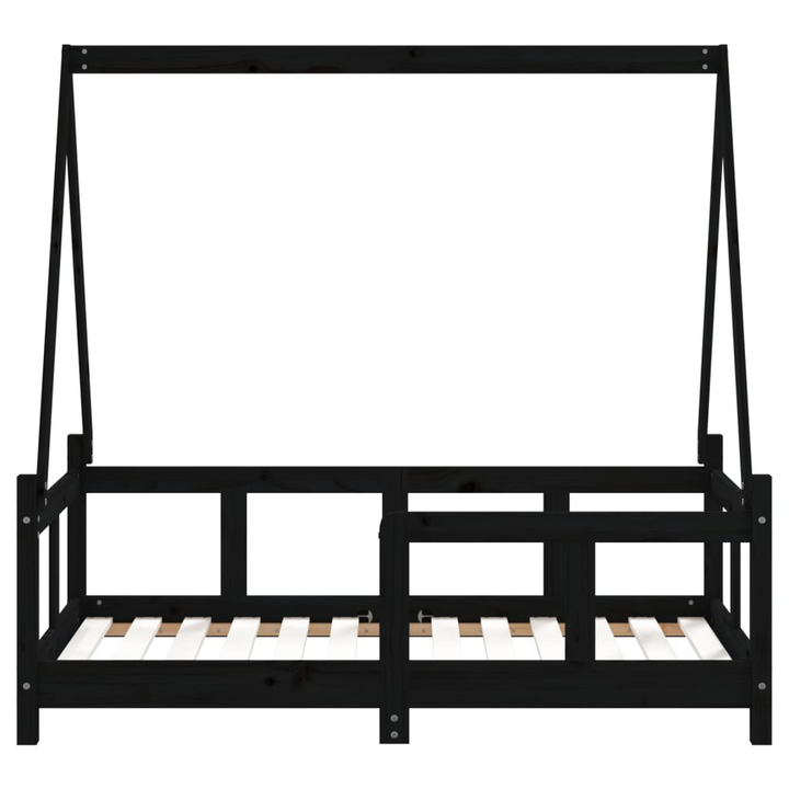 Children's Solid Pine Bed Frame - Black, 70x140 cm, with House Design - Premium  from Home Treasures - Just £146.99! Shop now at Home Treasures