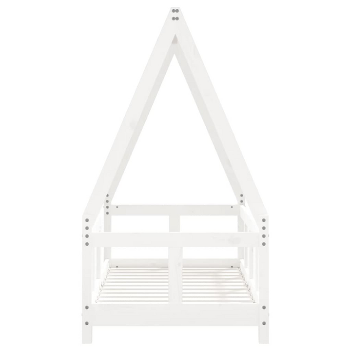 Children's Bed Frame - White, 70x140 cm, Solid Wood Pine - Sturdy and Fun House Design for Toddlers - Premium  from Home Treasures - Just £114.99! Shop now at Home Treasures