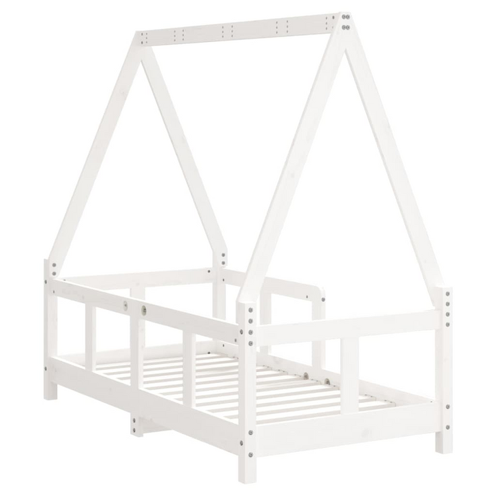 Children's Bed Frame - White, 70x140 cm, Solid Wood Pine - Sturdy and Fun House Design for Toddlers - Premium  from Home Treasures - Just £114.99! Shop now at Home Treasures