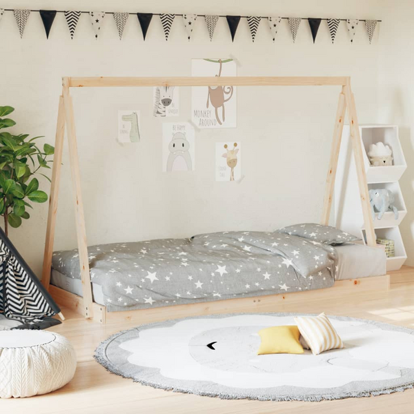 Children's Bed Frame - 90x190 cm, Solid Pine Wood, Tipi Tent Design, Sturdy and Fun Bed for Children - Premium  from Home Treasures - Just £114.99! Shop now at Home Treasures