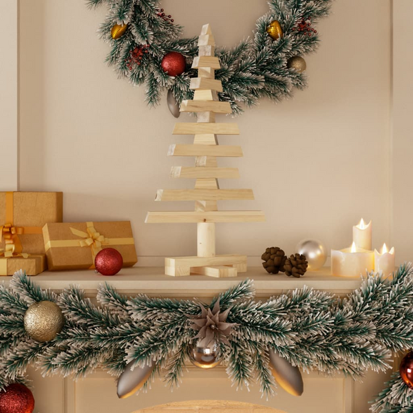 Wooden Christmas Tree - 60cm Solid Pine Wood Holiday Decoration, Customizable and Space-Saving, Ideal for Home, Office, and Events - Premium  from Home Treasures - Just £49.99! Shop now at Home Treasures