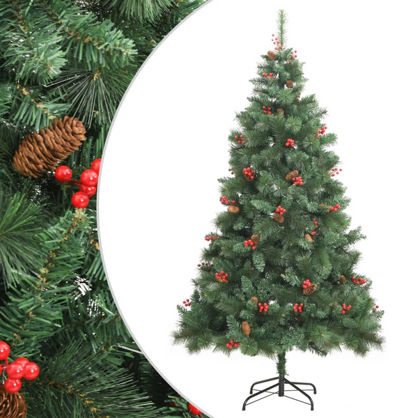 Artificial Hinged Christmas Tree with Cones and Berries - Realistic, Easy-to-Assemble Holiday Decoration - Premium  from Home Treasures - Just £112.99! Shop now at Home Treasures