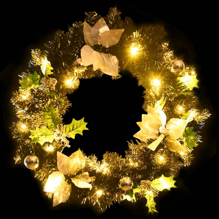 Black Christmas Wreath with LED Lights - Elegant PVC Holiday Decoration for Indoor & Outdoor Use - Premium  from Home Treasures - Just £19.99! Shop now at Home Treasures