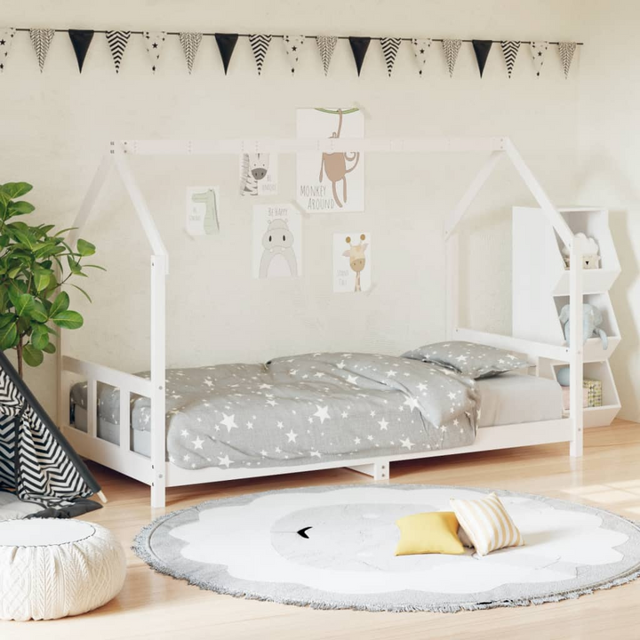 Children's Solid Pine Bed Frame, White, 90x190 cm - Sturdy, Stylish, and Fun for Children - Premium  from Home Treasures - Just £124.99! Shop now at Home Treasures