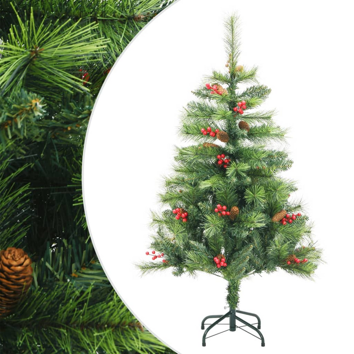 Artificial Hinged Christmas Tree with Cones and Berries - Festive Holiday Decoration - Premium  from Home Treasures - Just £33.99! Shop now at Home Treasures