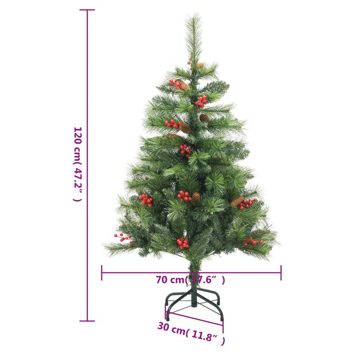 Artificial Hinged Christmas Tree with Cones and Berries - Festive Holiday Decoration - Premium  from Home Treasures - Just £33.99! Shop now at Home Treasures