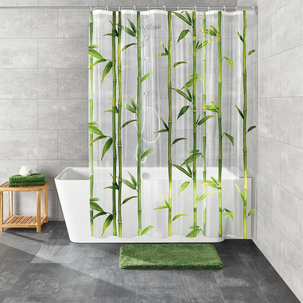 Kleine Wolke Bamboo Shower Curtain 180x200 cm - Eco-Friendly, Waterproof, Trendy Design in Green - Premium  from Home Treasures - Just £39.99! Shop now at Home Treasures