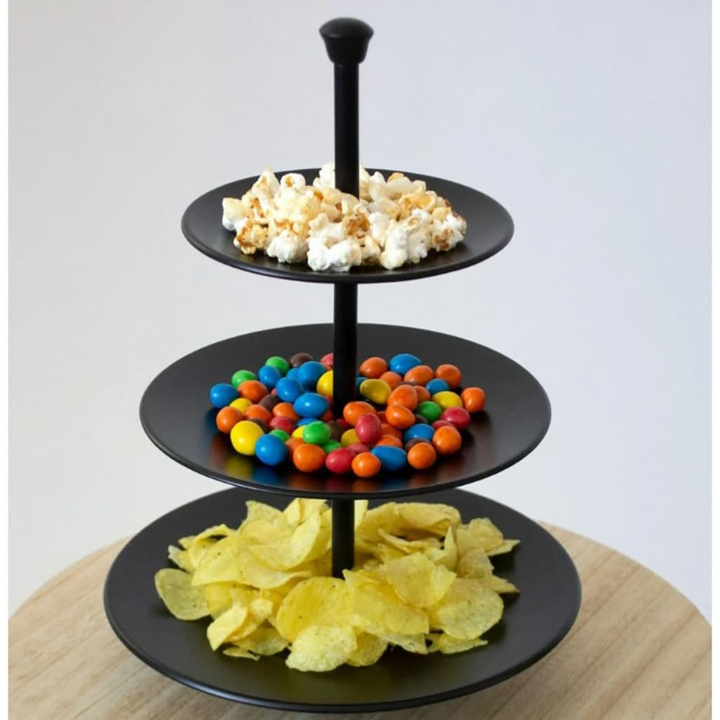 Elegant 3-Tier Serving Stand - Matte Black, 36.5 cm, Perfect for Desserts and Fruits - Premium  from Home Treasures - Just £22.99! Shop now at Home Treasures